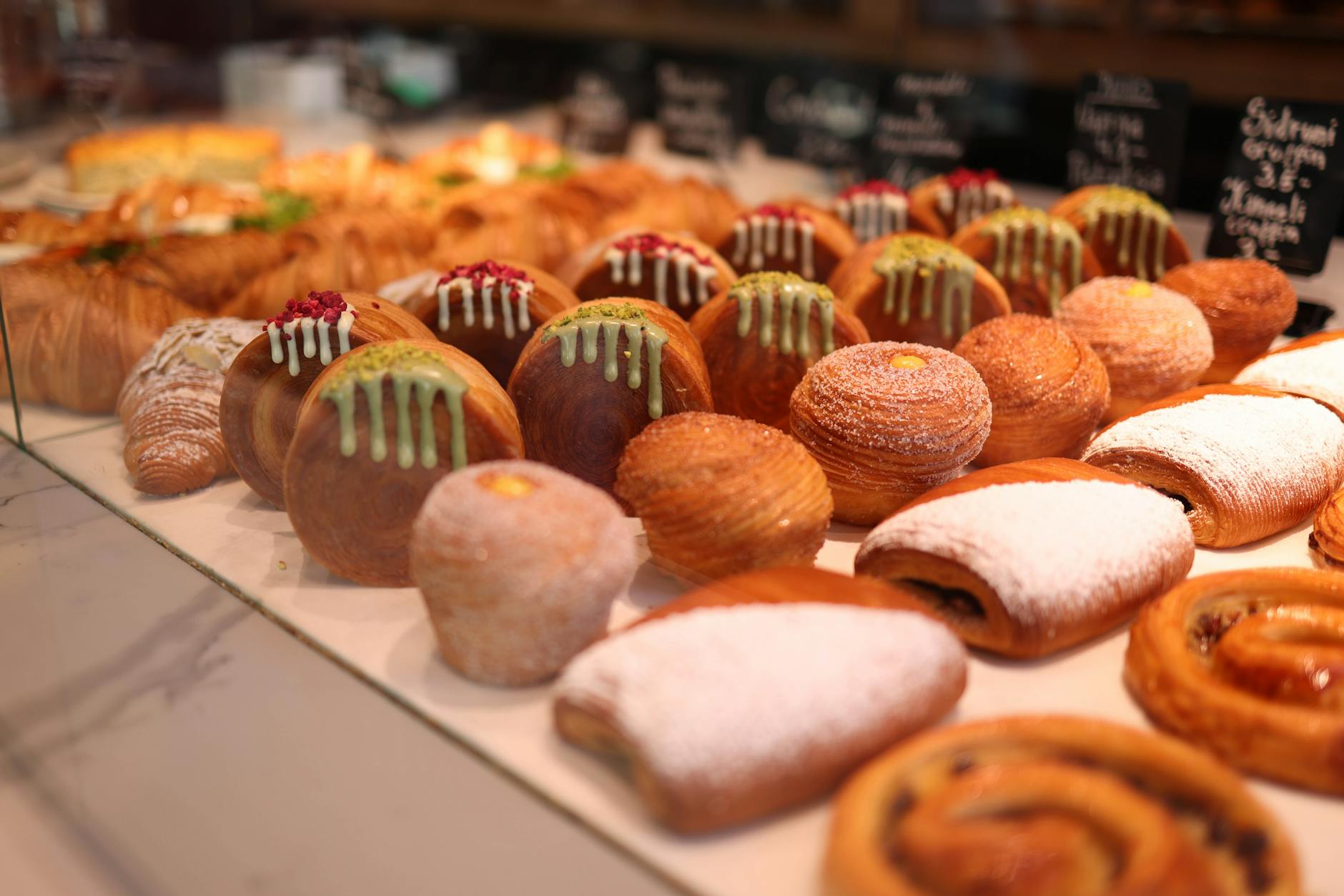 Fresh Chocolate Storage Tips: Effortless Methods for Keeping It Perfect A tempting display of assorted pastries in a bakery, showcasing rich variety and textures.